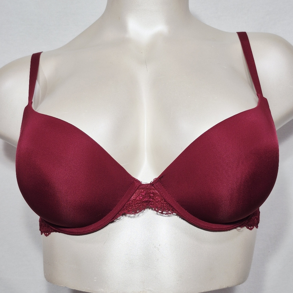 38D Gilligan O'Malley‎ Favorite Plunge Uplift Underwire Bra Boysenberry Red